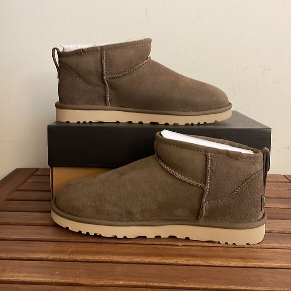 UGG Classic Ultra Mini Booties Hickory Men Size 8 Women Size 9 - Picture 2 of 12